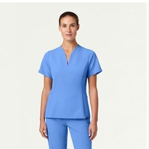 jaanuu calix scrub top small ceil blue